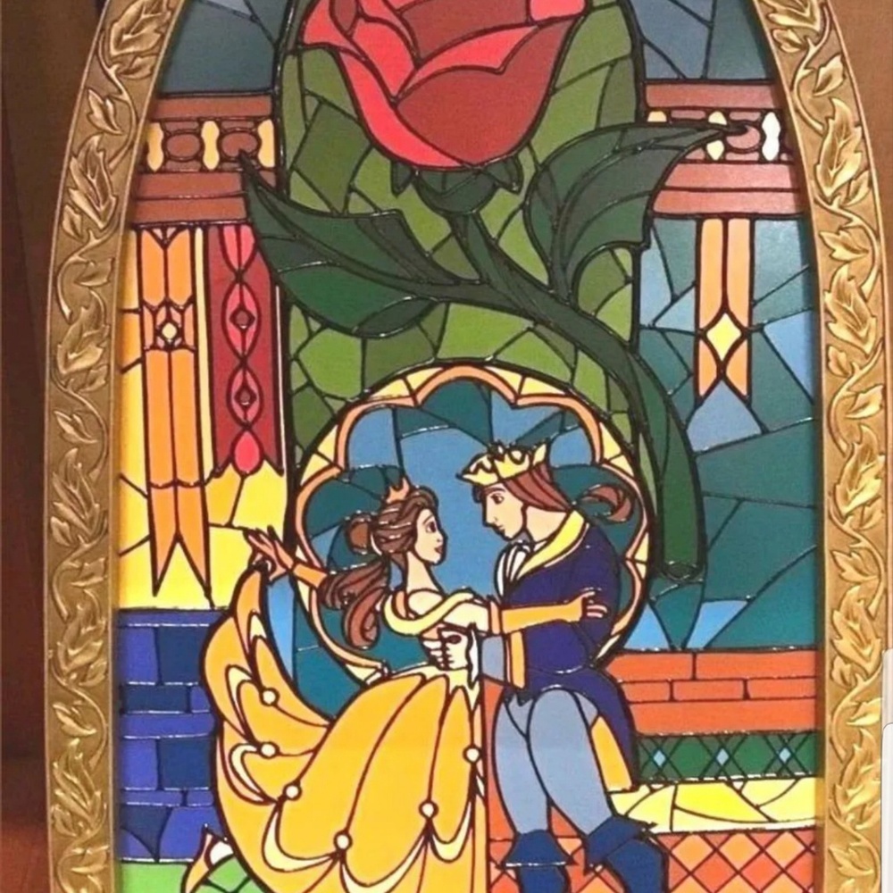 Beauty and the beast stained glass window